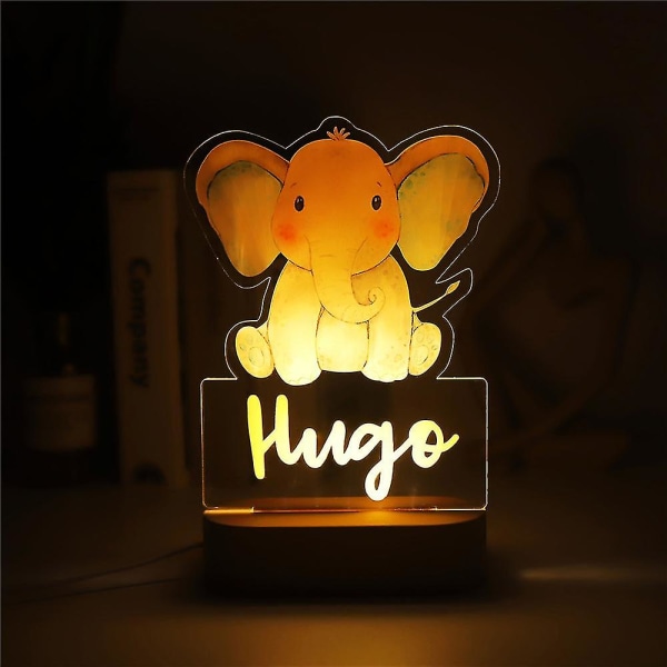 Personlig Baby Elephant Lion Led USB Night Light Custom LT0241