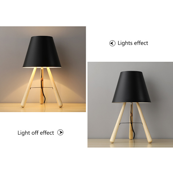 28CM golvlampa i massivt trä, 220V E27 utan glödlampa,