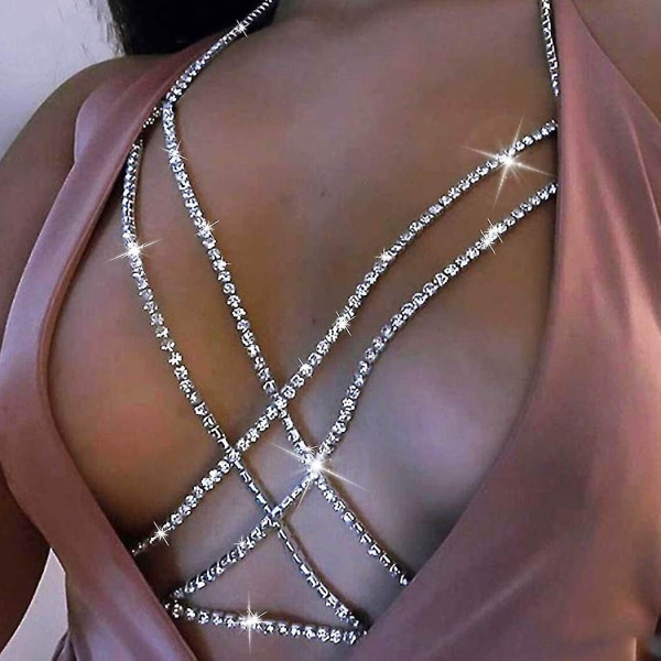Crystal Body Chain Bikini Body Chains Nattklubb Chest Chain Gold