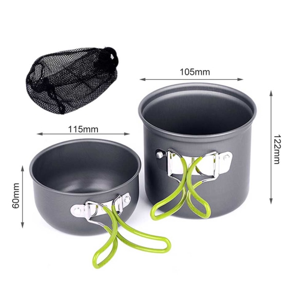 Camping Köksredskap Set Portable Pot 1 2 Personer servis