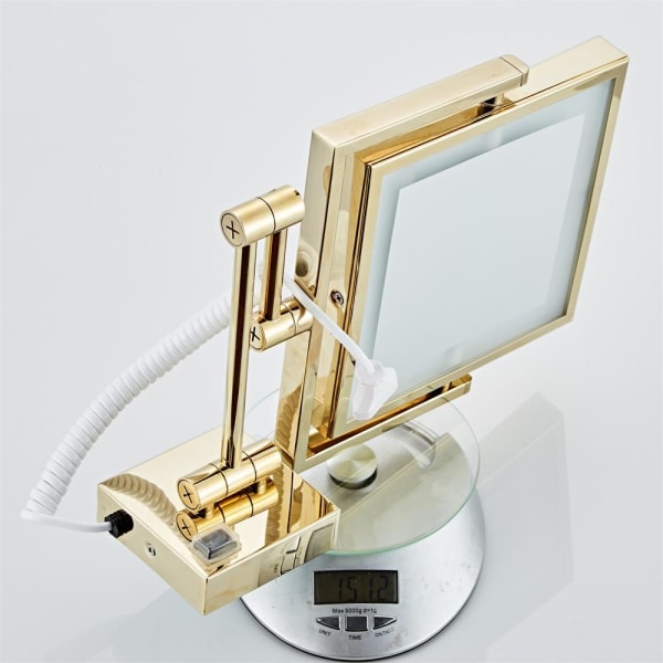 Dressing Mirror 8 tums två sidoväggmonterad guld fyrkantig LED