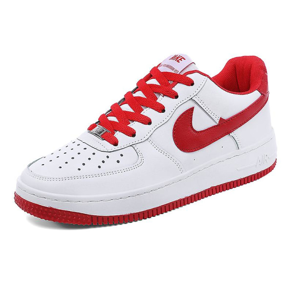 Män Sneakers Andas Kvinnor Skateboard Skor Löpning WhiteRed 43