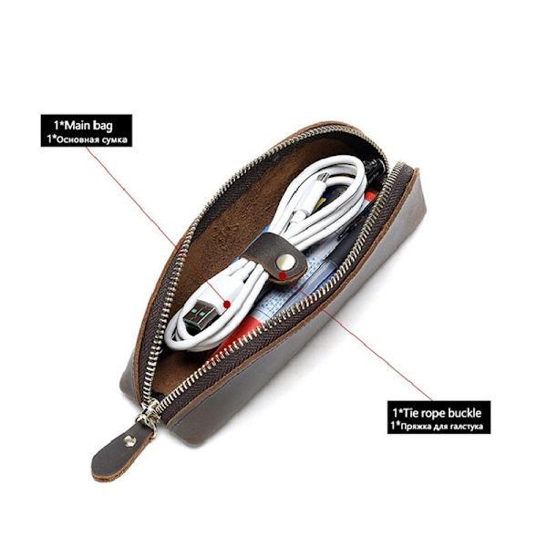 Man Plånbok Clutch Väska Äkta Läder Pen Väska Kohud