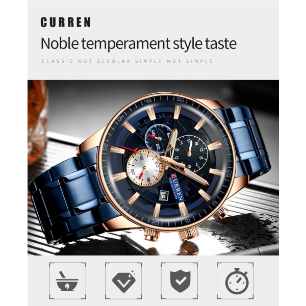 Herrklockor Lyxmärke Vattentät Mode Quartz Watch