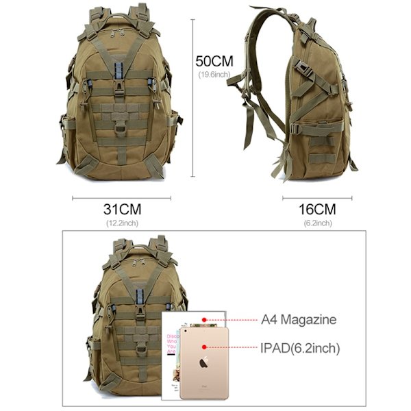 40L Camping Ryggsäck Militärväska Herr Resväskor Tactical