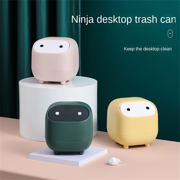 Papperskorgen i plast, japansk förvaringshink av bilpush-typ Green