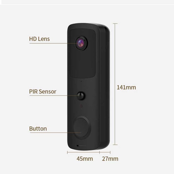 1PC WiFi video smart videodörrklocka, enkel installation,