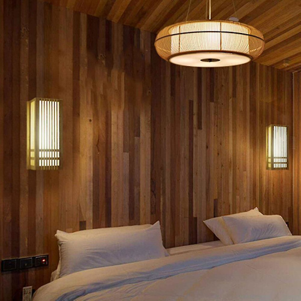 4w japansk stil vägglampa, sängkant massivt trä inomhus LED