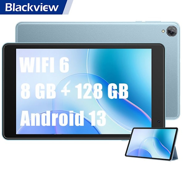 Blackview Tab 50 WiFi Touch Tablet 8 tum HD 8GB+128GB-SD 1TB 5580mAh WiFi 6 Android 13 Tablet PC - Blå