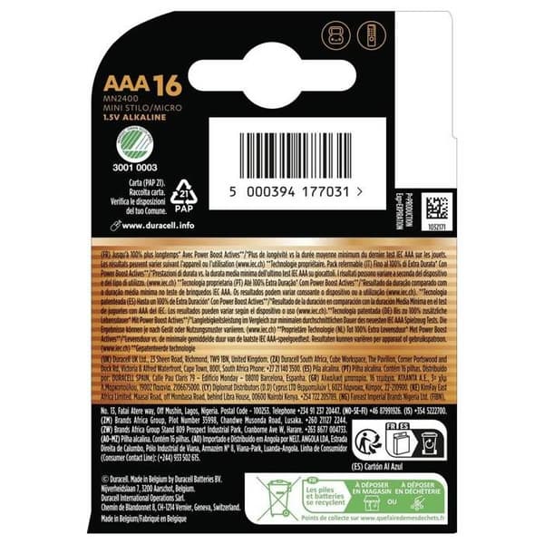 Duracell Plus Power Boost MN2400 Batteri LR3 (AAA) 1.5 V 16 st