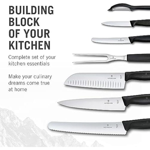 Victorinox Swiss Classic, professionelt køkkenknivsæt, 7 dele, sort sort