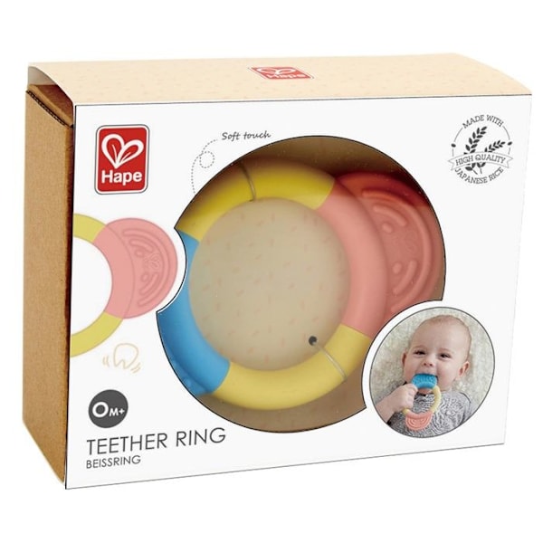 Barnleksak - HAPE - Rattle Teether Ring - Mått: 10x10x10cm - Färg(er): Gul - Kön: Blandat Gul