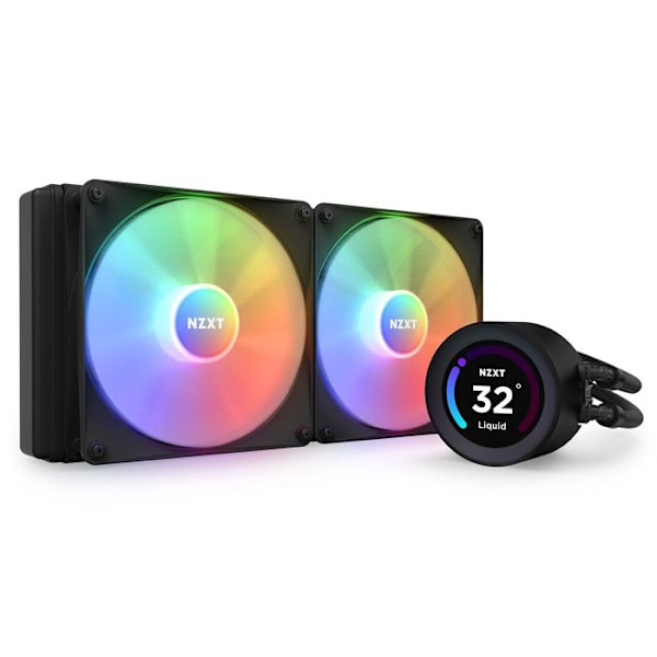 Vandkøling alt-i-én - NZXT - Kraken Elite 280 RGB - 280 mm - Brugertilpasset LCD-skærm - AM4-kompatibel Sort