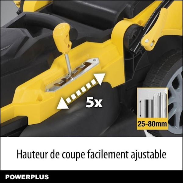 POWERPLUS POWXG6281 Elektrisk Plæneklipper - 2000W, 420mm Ø, Opsamling, Mulching, Bagudkast sort