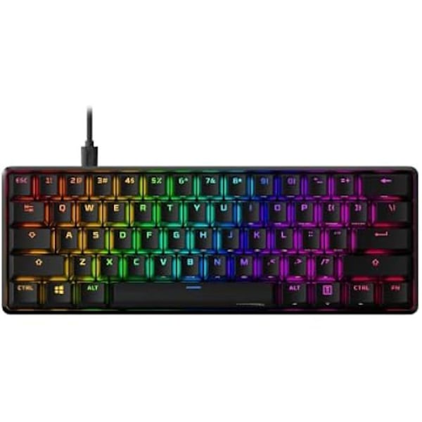 HyperX Alloy Origins 60 – Mekanisk gaming-tastatur – Ultrakompakt 60 % format – HyperX Aqua-switch (taktil) – Dobbelttaster Sort