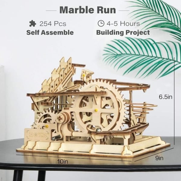 Robotime - Marble Parkour - 3D træpuslespil - Kuglekredsløb - 233 brikker