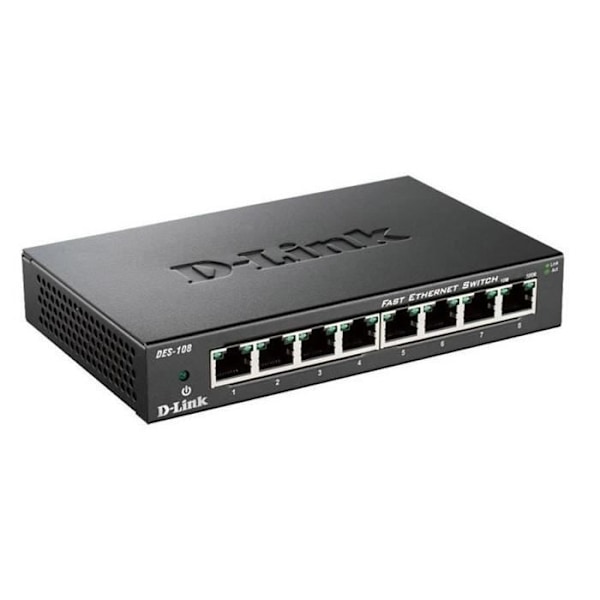 D-Link Switch 8 portar metallhus DES108 Svart