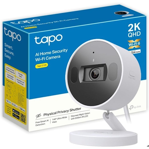 WiFi 2K 360° övervakningskamera - Tapo TP-Link C125 - Starlight-sensor, AI-detektion - Kompatibel med Alexa/Google Home
