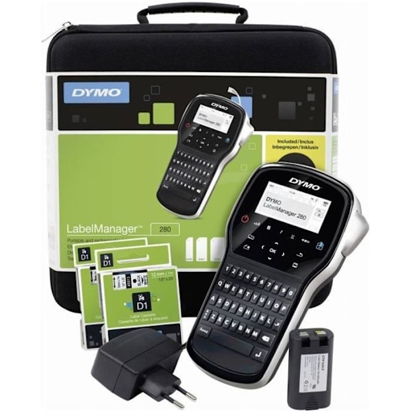 DYMO LabelManager 280 -tarratulostinsarja, langallinen lämmönsiirto musta, Hopea