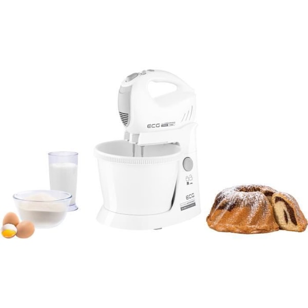 Elektrisk mixer med roterende skål - ECG - RSM 4052 - 5 hastigheder + Turbo - Motoriseret støtte - 3,5 L skål - Kraftig og praktisk
