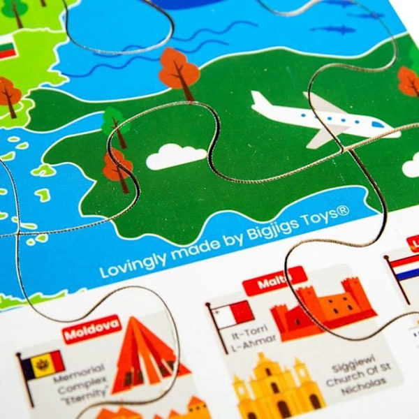 Puzzle de sol Bigjigs - Europæiske vartegn - 250-400 dele - Arkitektur og monumenter Flerfarvet