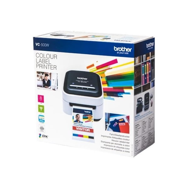 Etiketprinter i alle farver - BROTHER VC-500W - Integration af Wifi og USB-grænseflader Sort og hvid