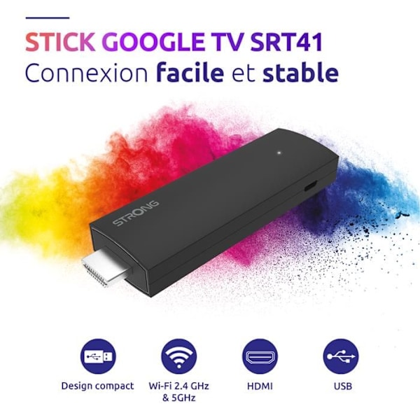 STRONG - SRT 41 - Streaming Box Android TV 4K - Chromecast - Wifi 5 - Bluetooth - Google Röstassistent - Dolby Atmos/Vision - HDR