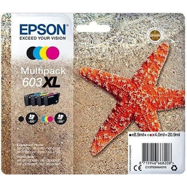 EPSON Multipack 603 XL Ink Kit - Sort, Cyan, Magenta, Gul