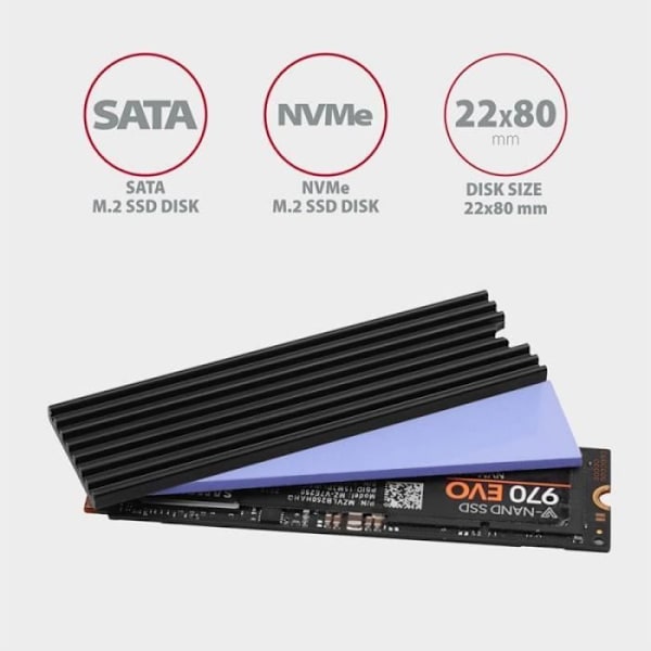 AXAGON CLR-M2L3 passivointilaite M.2-SSD-Kuhlkorper 2280 musta alumiiniletku 3 mm - 8595247905536