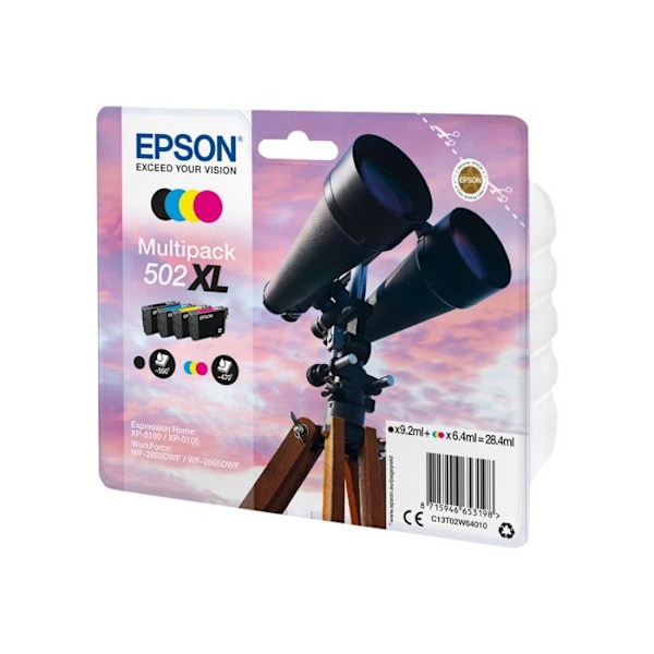 EPSON 502XL Multipack blækpatron - Pakke med 4 - XL - Sort, Gul, Cyan, Magenta