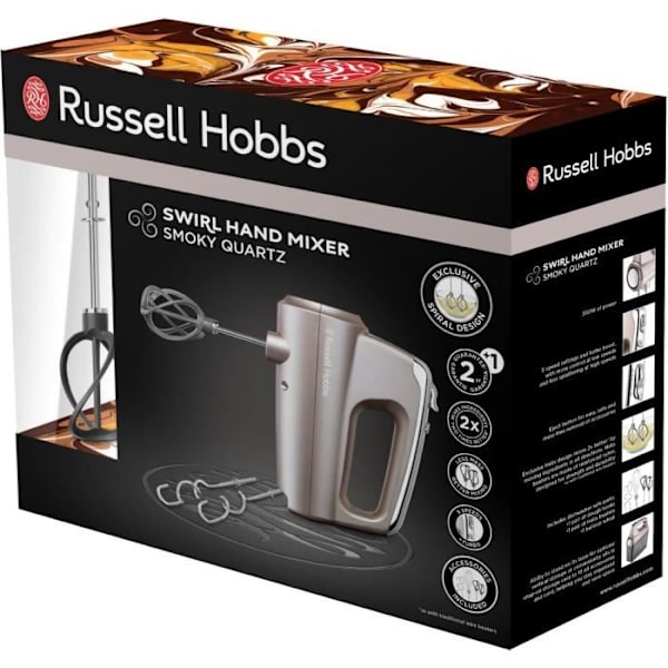 Virvelmixer - Russell Hobbs - 5 hastigheter - Turbofunktion - 1 par propellervispare - Rosa