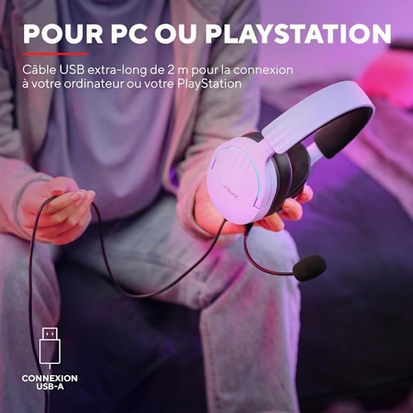 Gaming Headset - Trust Gaming - GXT 490P Fayzo - 7.1 Surround Sound - RGB-belysning - Støjreducerende mikrofon