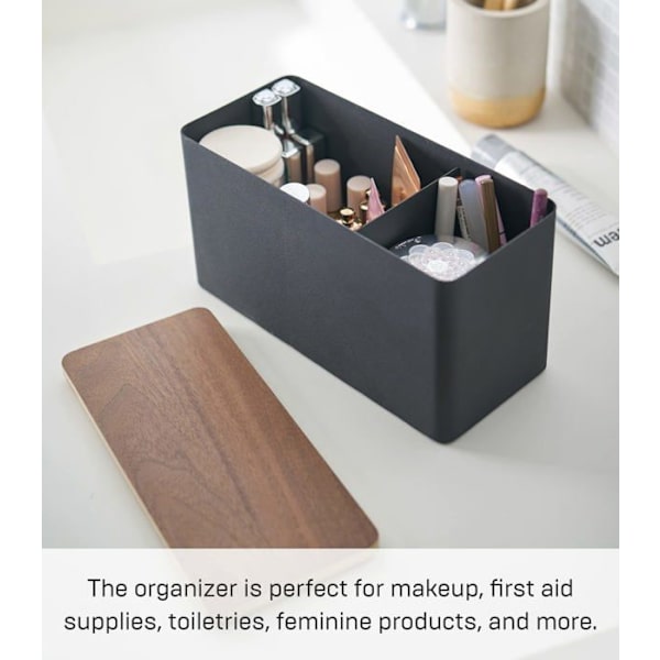 Dekorativt objekt Yamazaki hjem - 4807 - | Stål + Træ | Opbevaringstaske, sort, One Size
