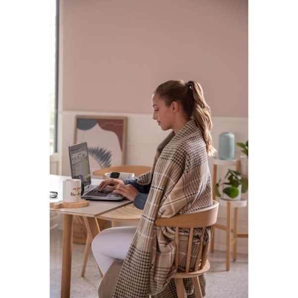 Opvarmet tæppe - Imetec - Varme plaid 180x140 cm - 6 temperaturer - Anti-overophedning Adapto teknologi - Vaskbar Brun