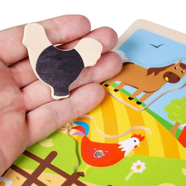 Bigjigs Farm Sound Puzzle - 8 kpl - 3-vuotiaille ja sitä vanhemmille lapsille Flerfarvet
