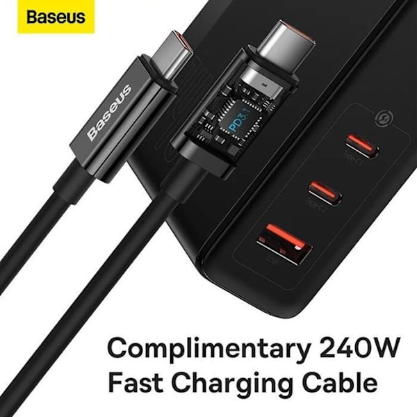 Baseus GAN 5 Pro 140W PD QC4.0 vægoplader til MacBook / Laptop iPhone + 240w kabel