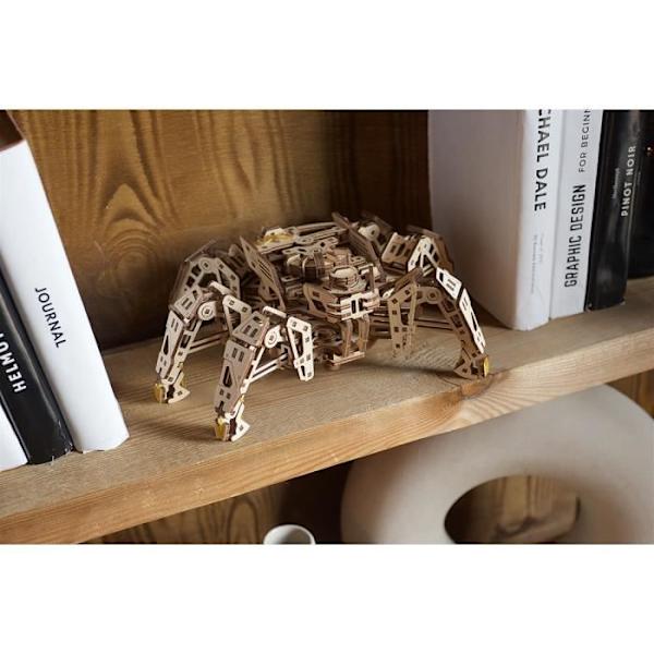 UGEARS Hexapod Explorer 3D-puslespil - DIY-robottræmodel til at bygge puslespil til voksne og børn med kraftfuld fjedermotor