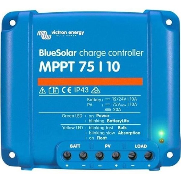 VICTRON MPPT Solregulator - 75/10 - 12 / 24V - 10A Blå