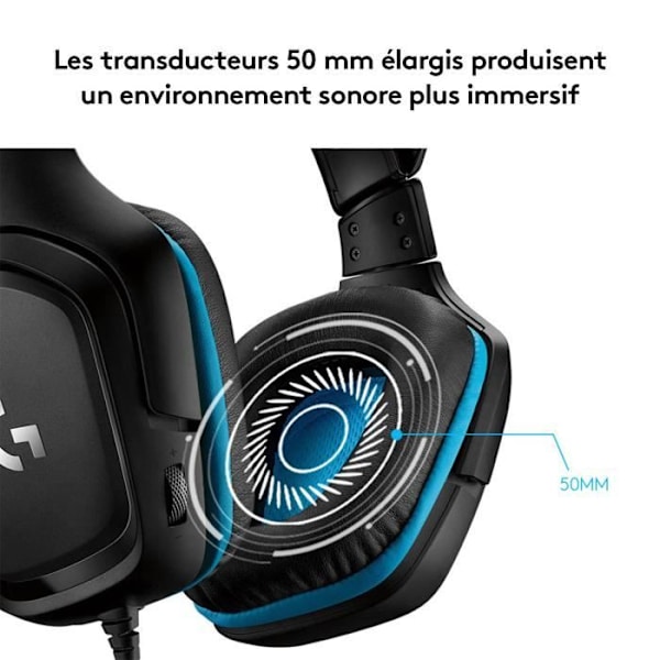 Gaming headset - Kablet - Logitech G - G432 - Med mikrofon - Sort