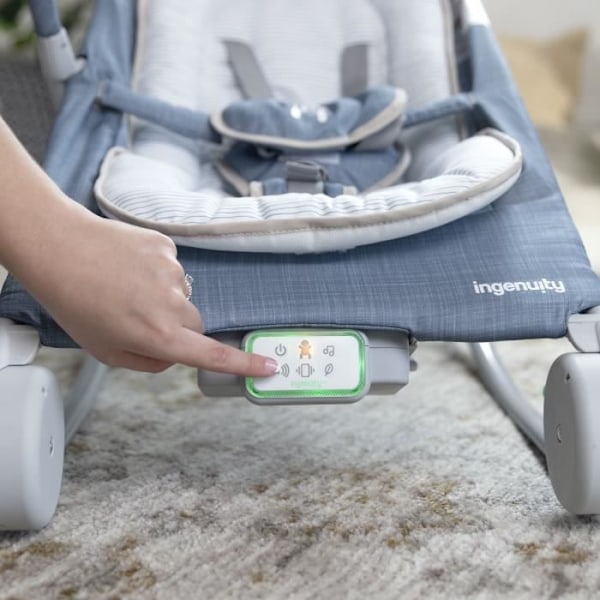 INGENUITY Happy vatsatuoli - Chambray, kiinteä tai keinuva asento, erittäin kompakti kokoontaittuva säilytyspussilla Blå