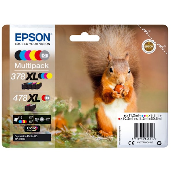 EPSON 478XL Multipack - Pakke med 6 - 60,5 ml - høj kapacitet - grå, sort, gul, cyan, magenta, rød - original