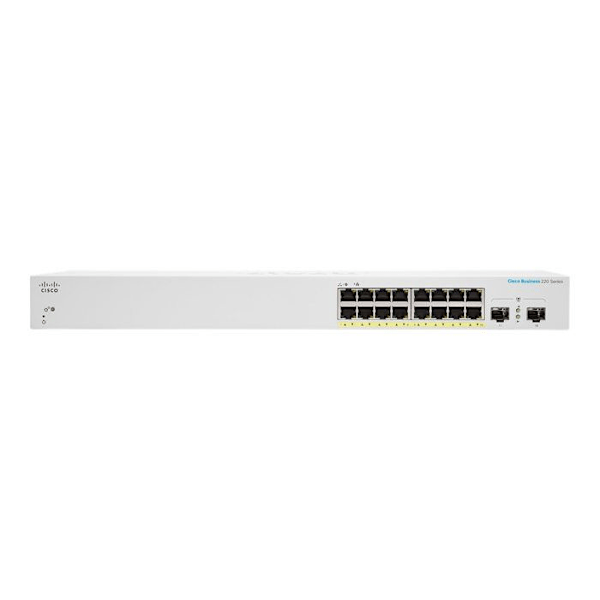 Switch - Cisco - CBS220-16P-2G-EU - Älykäs - 16 porttia GE - PoE+ 130W