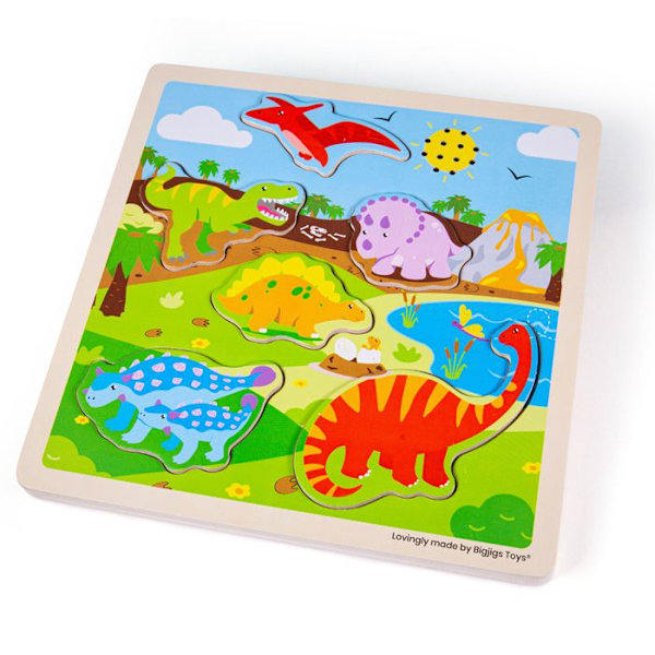 Lydpuslespil - Dinosaur - BIGJIGS - Dyr - 24 brikker - Barn Flerfärgad