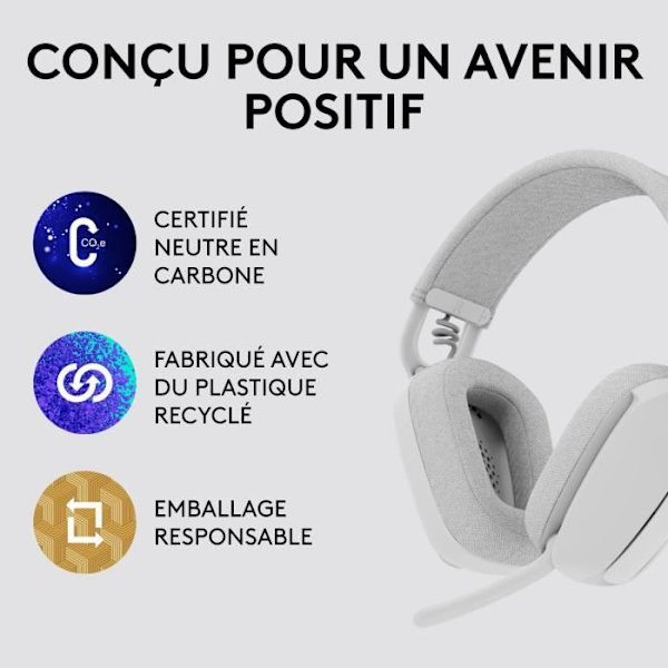 Logitech Zone Vibe 100 PC Headset Kevyet langattomat kuulokkeet melua vaimentavalla mikrofonilla - valkoinen