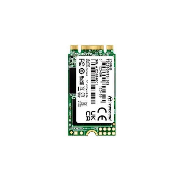 Transcend MTS430S 256 GB SATA M.2 2242 Internt Solid State Drive - 3D NAND-teknologi - S.M.A.R.T.