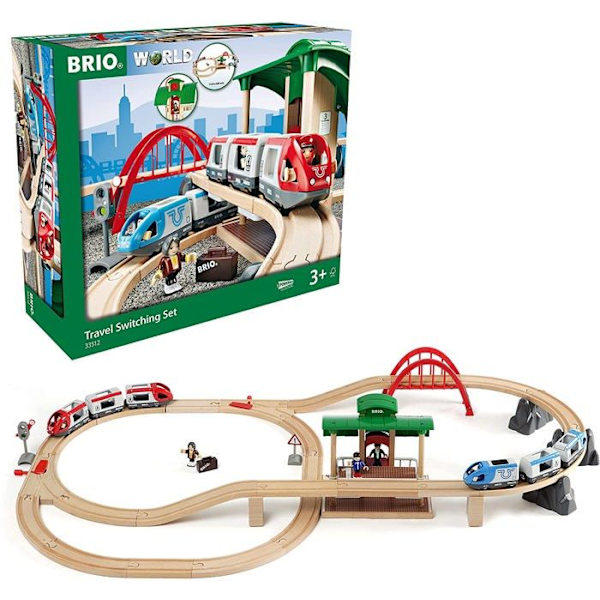 Brio World Circuit Travellers Platform - Komplet sæt 42 dele - Trætogkredsløb - Ravensburger - Fra 3 år - 33512 flerfarvet