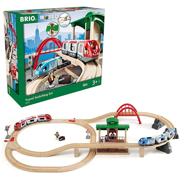 Brio World Circuit Travellers Platform - Täydellinen sarja 42 osaa - Puinen junarata - Ravensburger - Alkaen 3 vuotta - 33512 mångfärgad