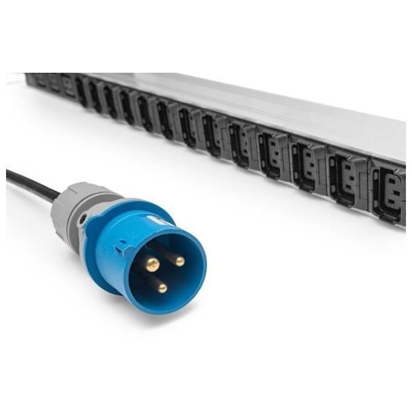 DIGITUS PDU IT Basic, enfas 16A, 24 x C13, 3 x C19, 3 m strömkabel, IEC 60309 16 A-kontakt