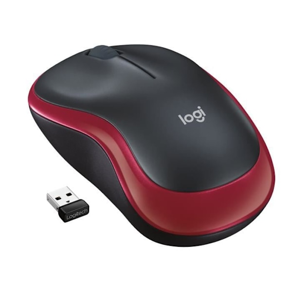 Langaton hiiri - Logitech - M185 - Optinen - Punainen musta, Punainen