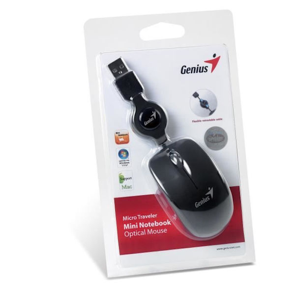Genius mus Micro Traveler Svart